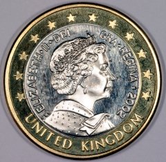 essai de frappe d'une pice d'un euro en Grande-Bretagne